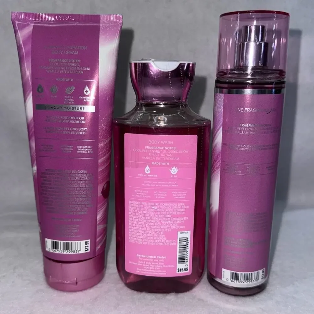 NWT Bath & Body Works 3 pcs Twisted Pepper Mint (10oz wash, 8oz cream, 8oz Mist)